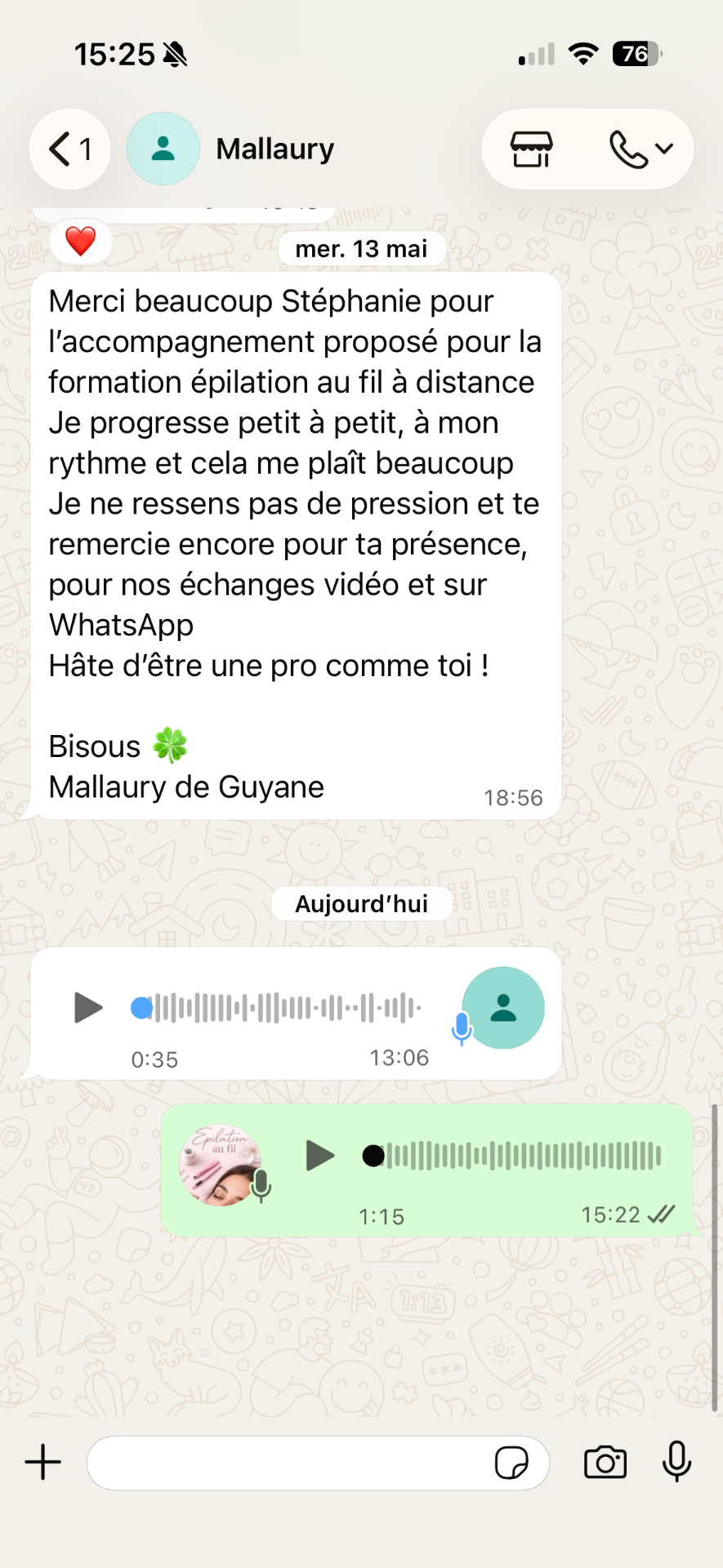Témoignage de Mallaury, élève de la formation au fil pour sourcils